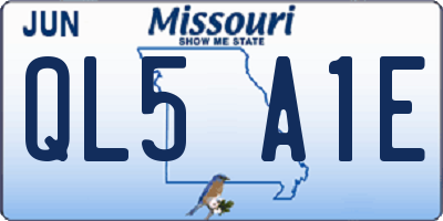 MO license plate QL5A1E
