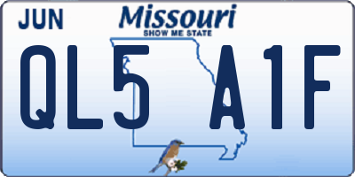 MO license plate QL5A1F