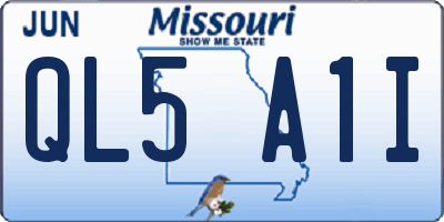 MO license plate QL5A1I