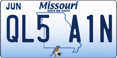 MO license plate QL5A1N