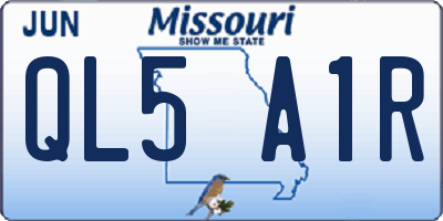 MO license plate QL5A1R