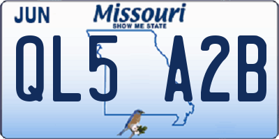 MO license plate QL5A2B