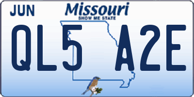 MO license plate QL5A2E