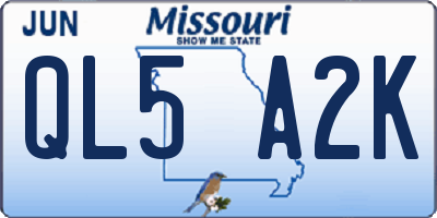 MO license plate QL5A2K