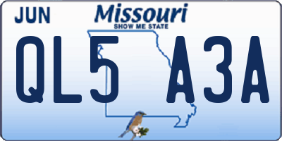 MO license plate QL5A3A