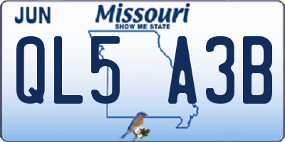 MO license plate QL5A3B