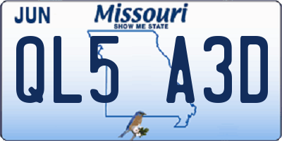 MO license plate QL5A3D