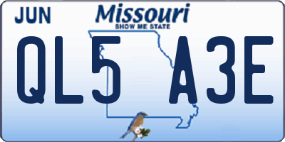 MO license plate QL5A3E