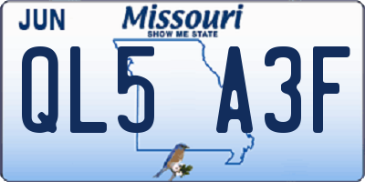 MO license plate QL5A3F