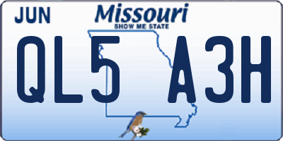 MO license plate QL5A3H
