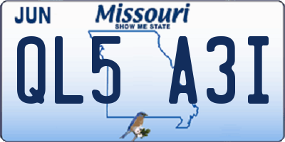 MO license plate QL5A3I