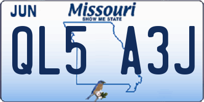 MO license plate QL5A3J