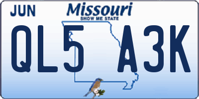 MO license plate QL5A3K