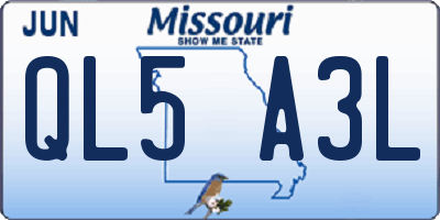 MO license plate QL5A3L