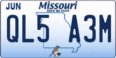 MO license plate QL5A3M