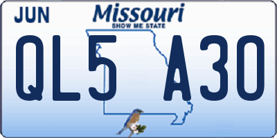 MO license plate QL5A3O