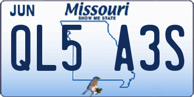 MO license plate QL5A3S