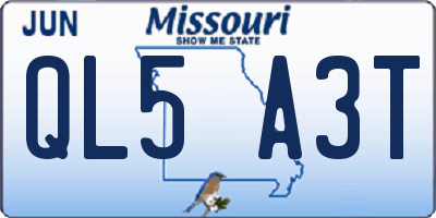 MO license plate QL5A3T