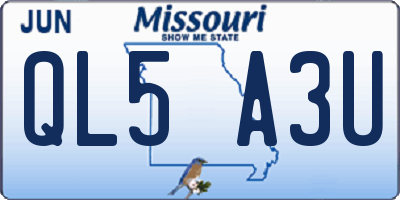 MO license plate QL5A3U