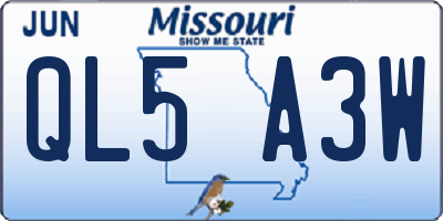 MO license plate QL5A3W