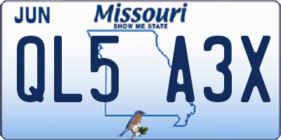 MO license plate QL5A3X