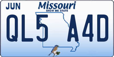 MO license plate QL5A4D