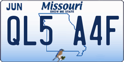 MO license plate QL5A4F