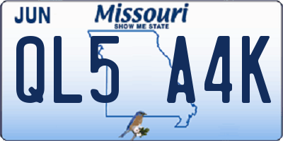 MO license plate QL5A4K