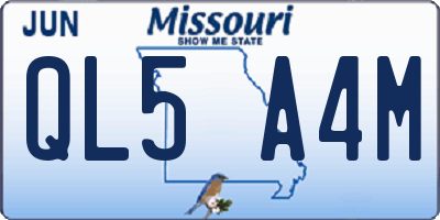 MO license plate QL5A4M