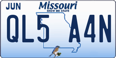 MO license plate QL5A4N
