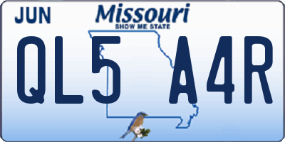 MO license plate QL5A4R
