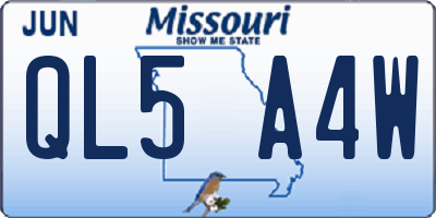 MO license plate QL5A4W