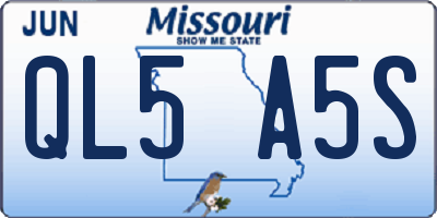 MO license plate QL5A5S