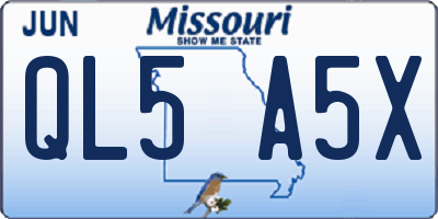 MO license plate QL5A5X