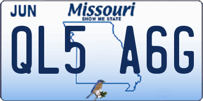 MO license plate QL5A6G