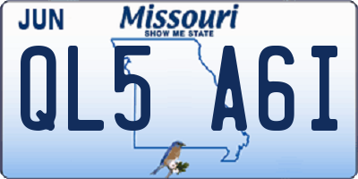 MO license plate QL5A6I