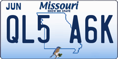 MO license plate QL5A6K