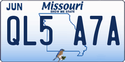 MO license plate QL5A7A