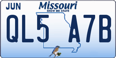 MO license plate QL5A7B
