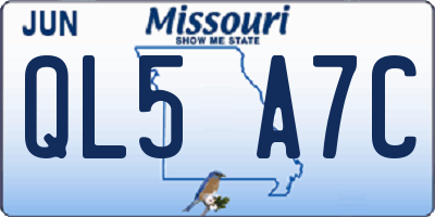 MO license plate QL5A7C