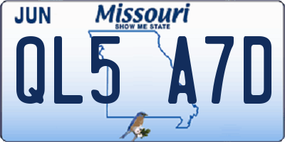 MO license plate QL5A7D