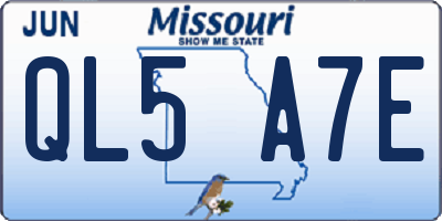 MO license plate QL5A7E