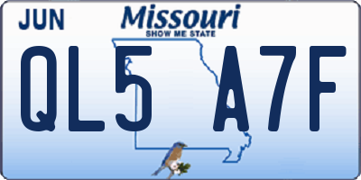 MO license plate QL5A7F