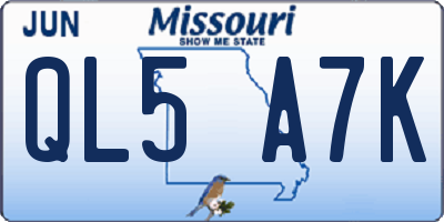 MO license plate QL5A7K
