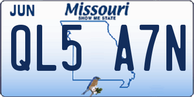 MO license plate QL5A7N