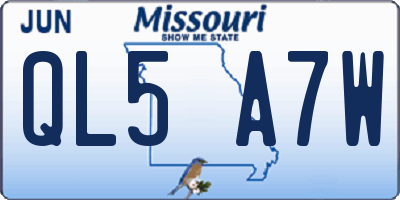 MO license plate QL5A7W