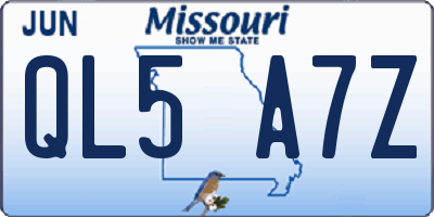 MO license plate QL5A7Z