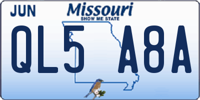 MO license plate QL5A8A
