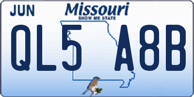 MO license plate QL5A8B