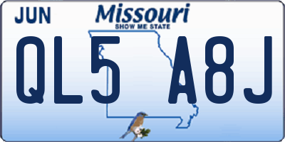 MO license plate QL5A8J